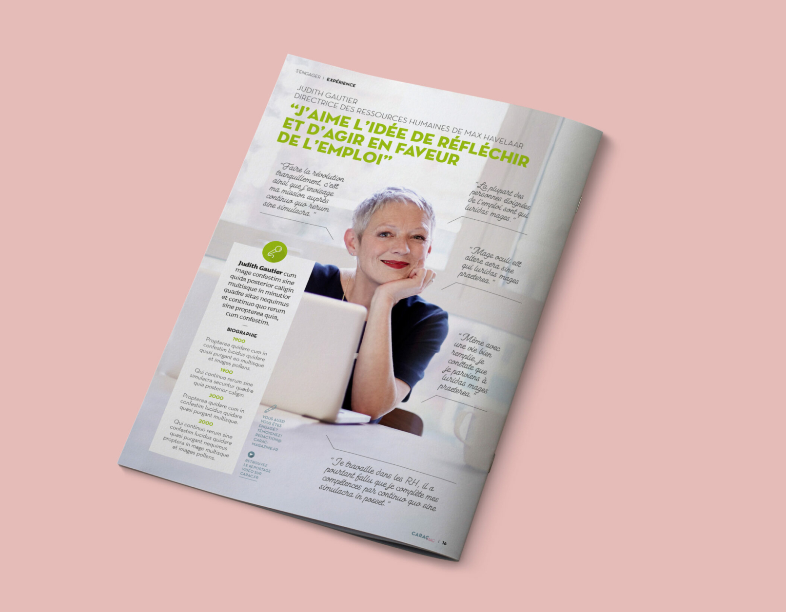 couverture portrait magazine interne Carac design graphique direction artistique édition corporate mise en page print