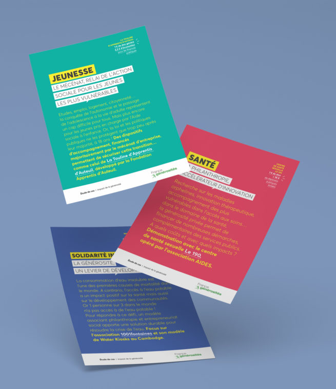 collection brochure conception graphique France générosités organisations non lucratives