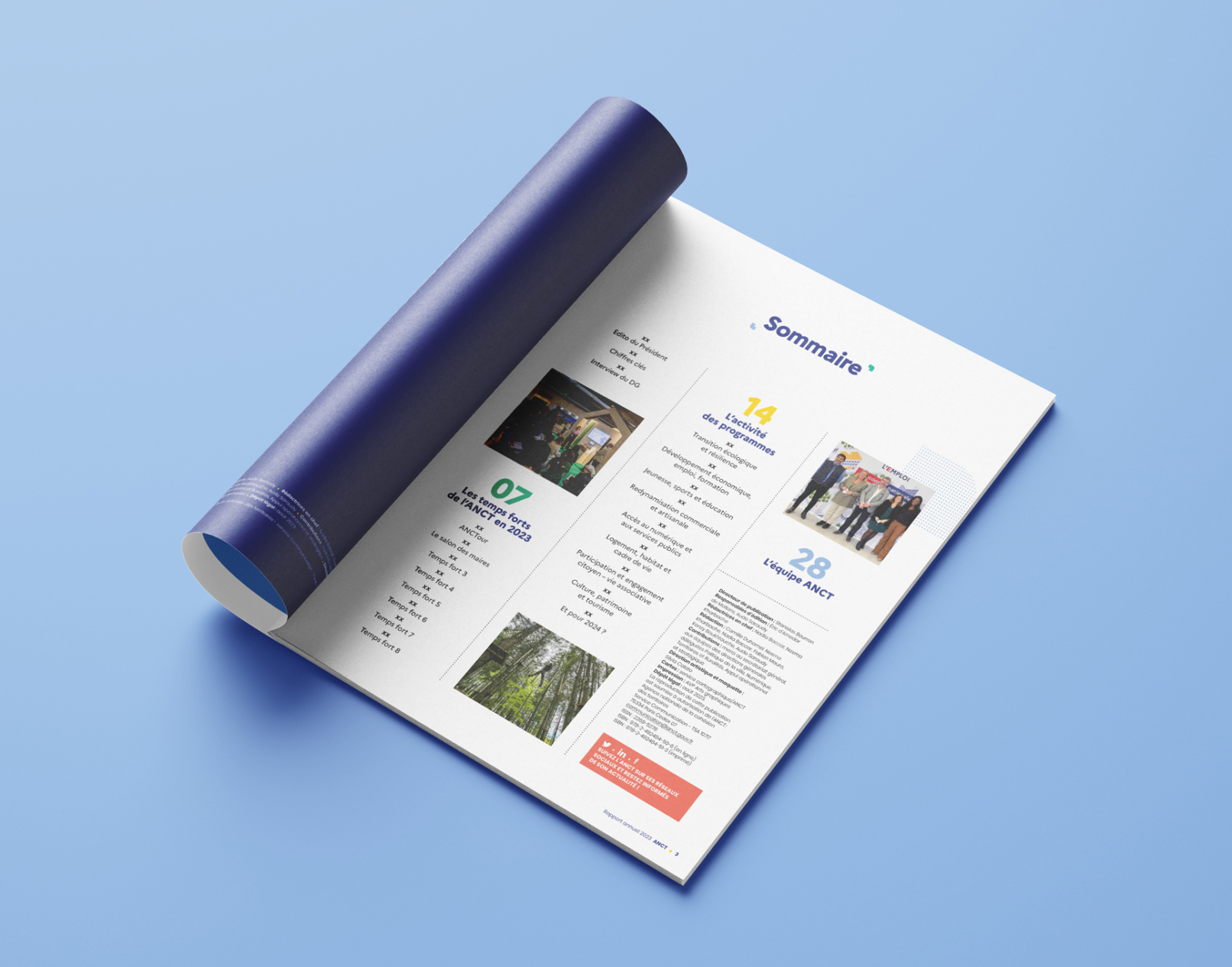 Sommaire rapport annuel ANCT design graphique direction artistique